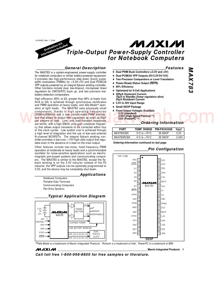 MAX783 PDF Power Supply Electrical Engineering
