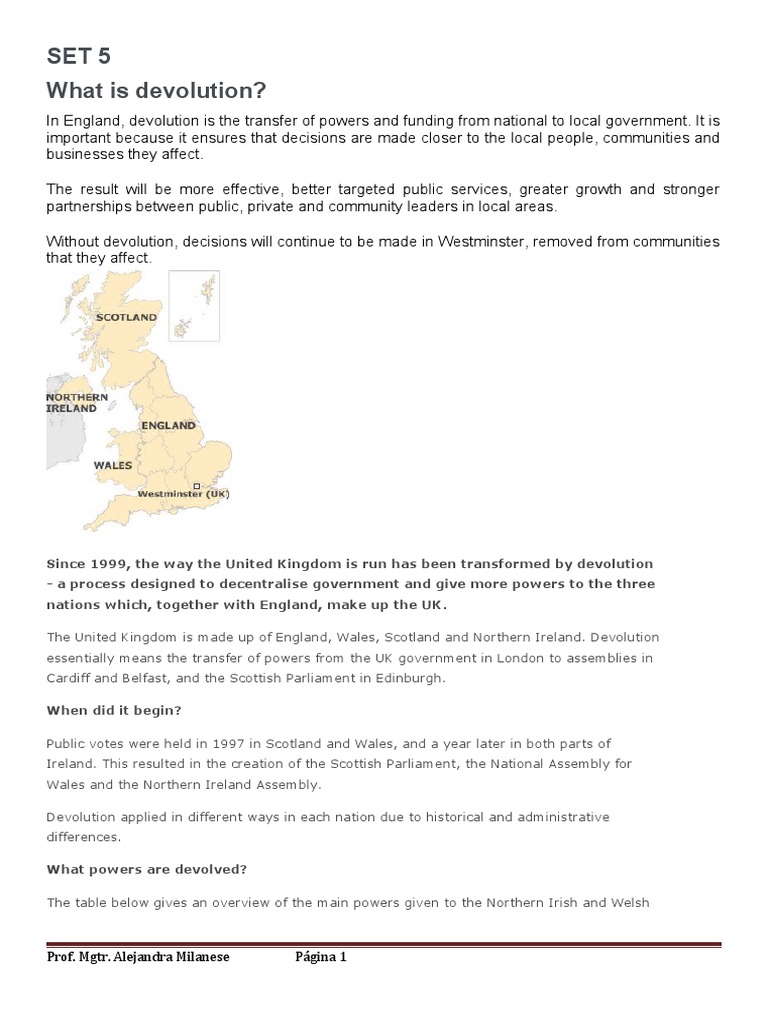Set 5 Devolution in The Uk | PDF | Northern Ireland | Scotland