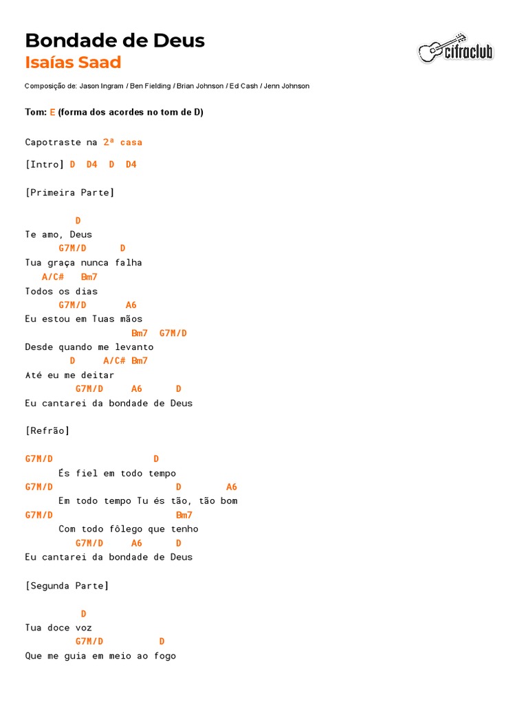 Cifra Isaías Saad Bondade de Deus PDF
