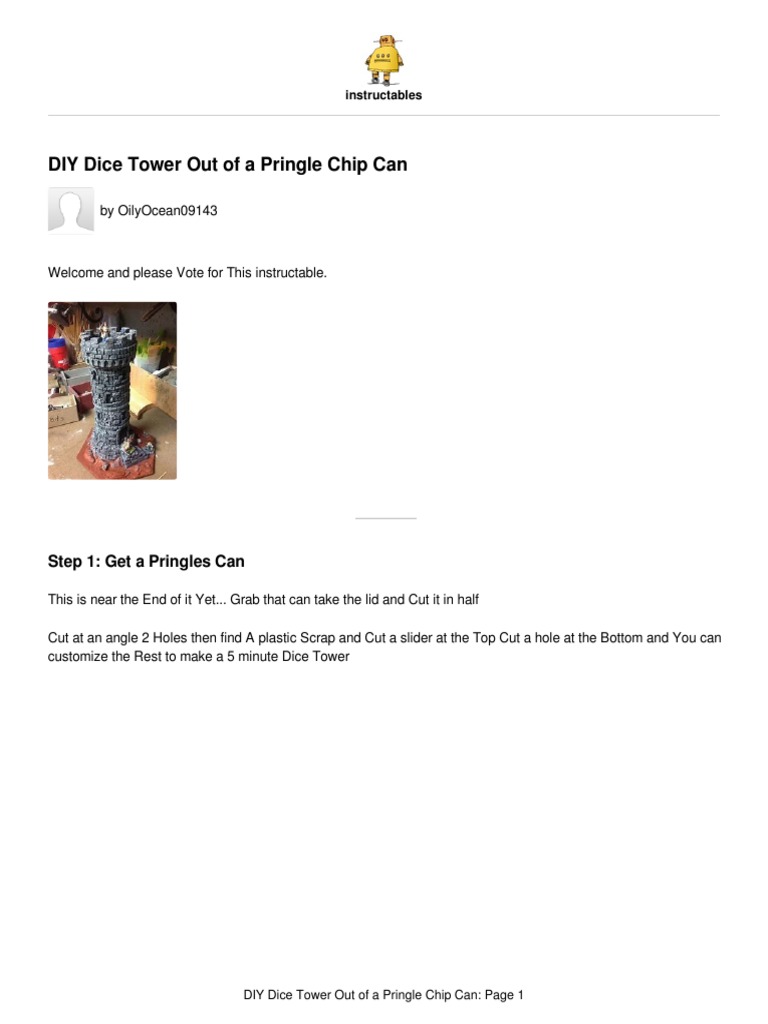 DIY Dice Tower Out of A Pringle Chip Can PDF