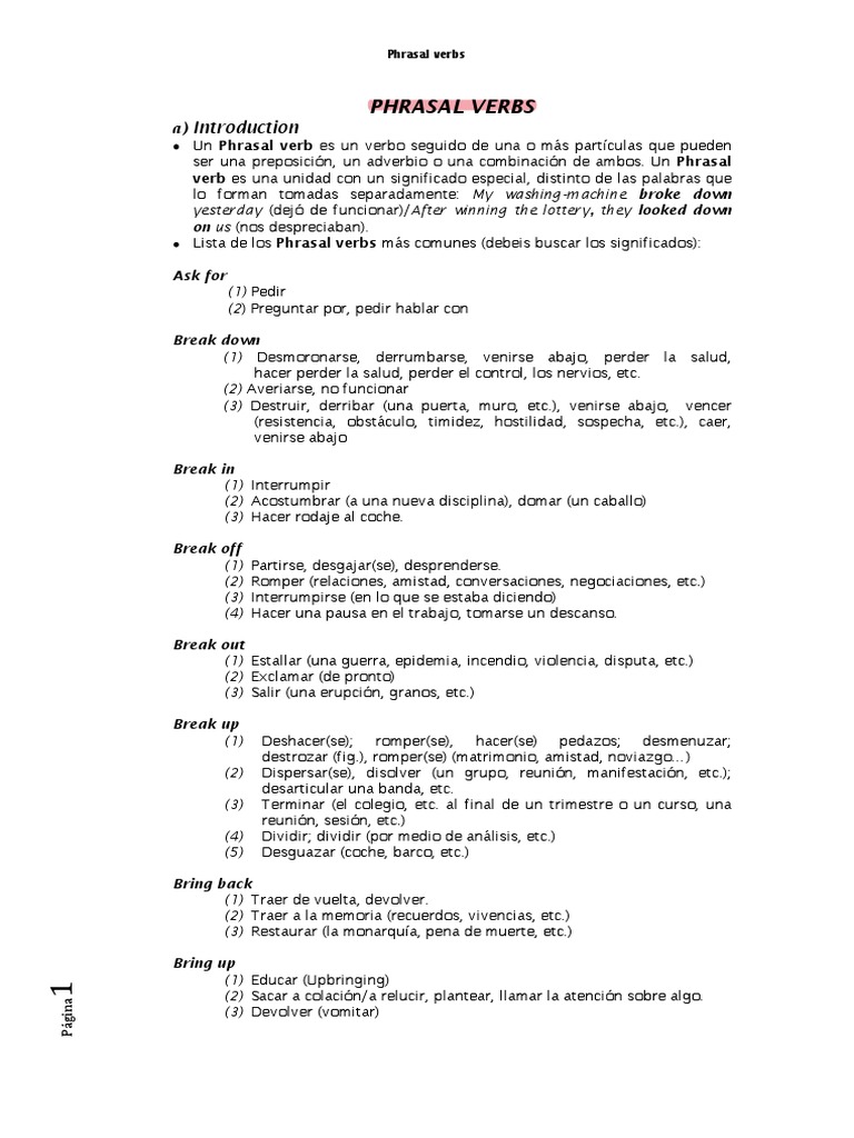 Lista de Phrasal Verbs Comunes | PDF | Idiomas