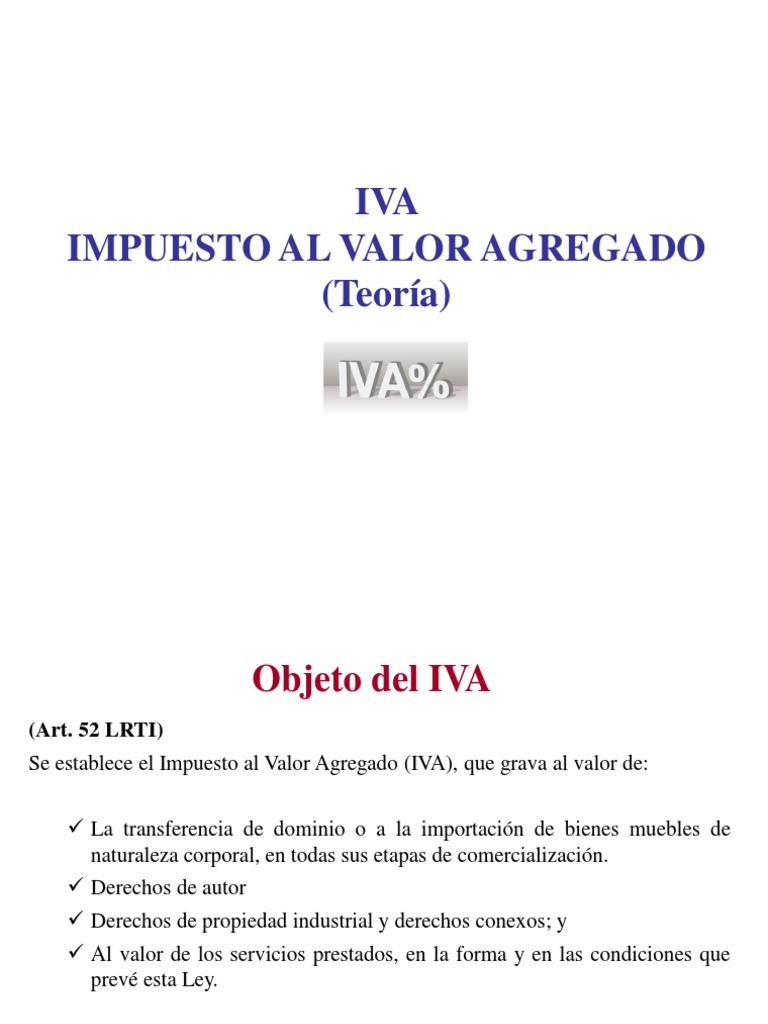 Objeto y Aplicación del IVA | PDF | Impuestos | Impuesto al valor agregado