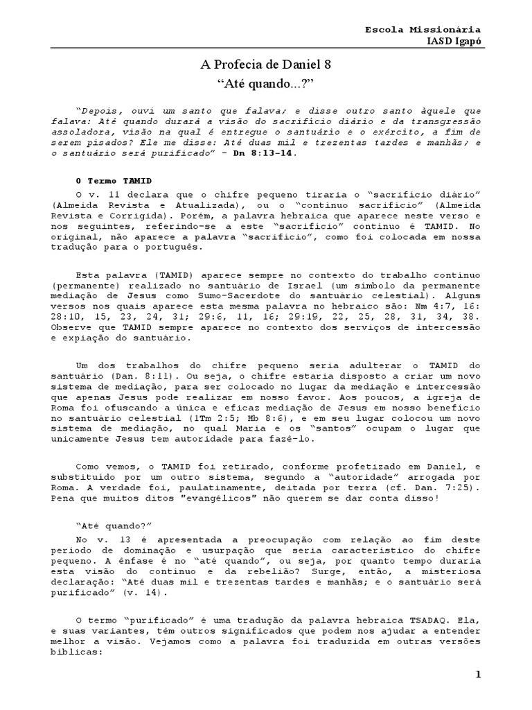 Desapontamento na Profecia de Daniel 8 | PDF | Santuário | Jesus