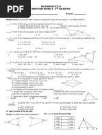 Mathematics 8 Written Work 1-4 Quarter Name: - Score