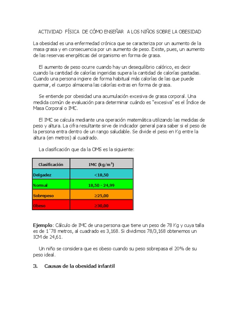 Obesidad Infantil: Causas y Soluciones | PDF | Obesidad | Exceso de peso