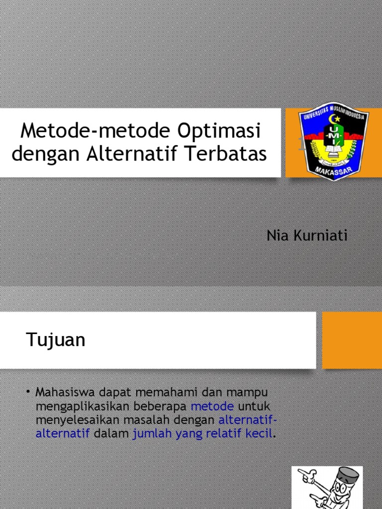 Metode Optimasi SPK dengan Alternatif Terbatas | PDF | Metode & Bahan ...
