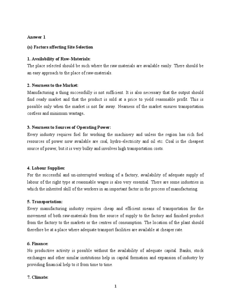 Site Selection Factors for Industries | PDF | Project Management ...