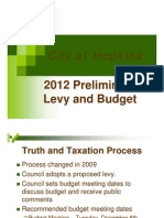 2012 Preliminary Budget & Levy Presentation