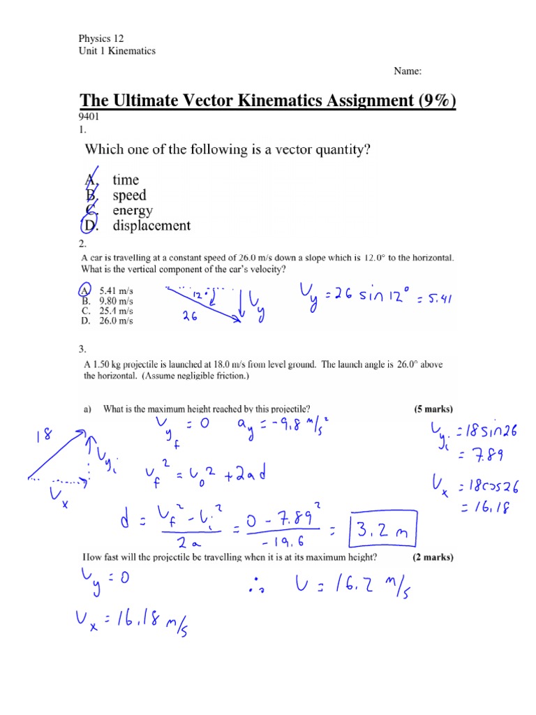 Ultimate Kinematics Answers PDF