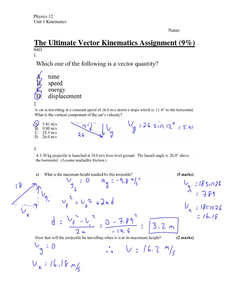 the ultimate vector kinematics assignment answers