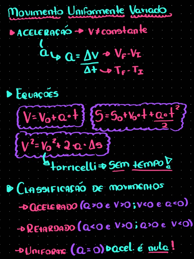 Revisão de Movimento Uniformemente Variado | PDF | Velocidade | Física ...