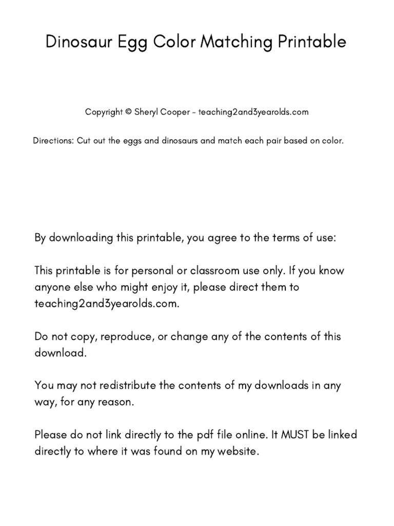 Dinosaur Egg Color Matching | PDF