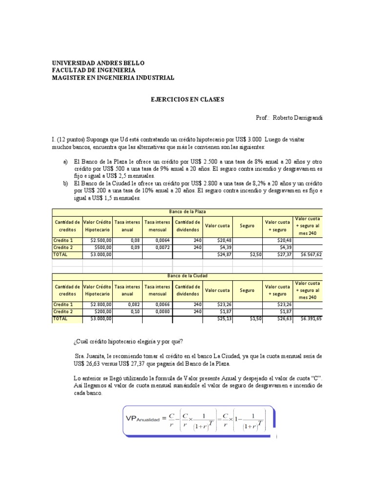 Ejercicios Clases Finanzas Corporativas MII UNAB | PDF | Compartir ...