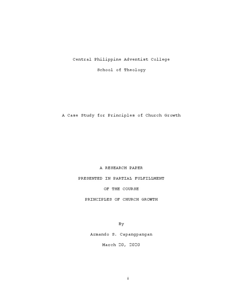 Church Growth Research Pdf Armando Capangpangan Final Pdf Sermon