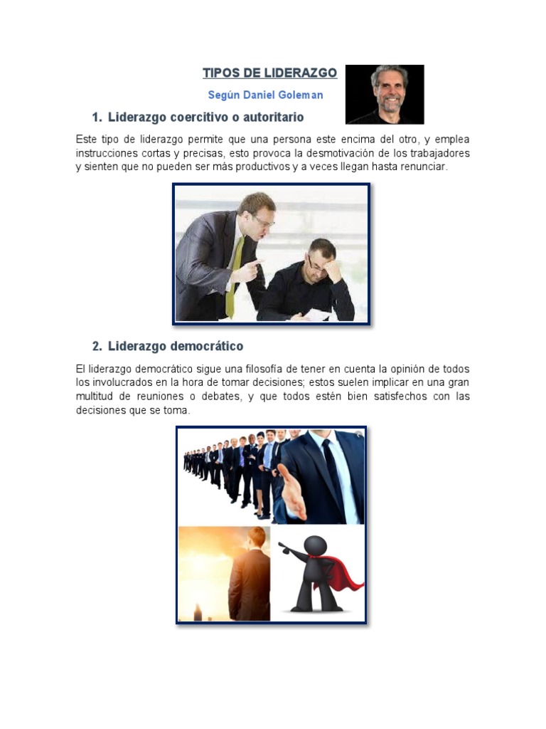 Tipos de Liderazgo según Goleman | PDF | Relaciones personales, crianza ...