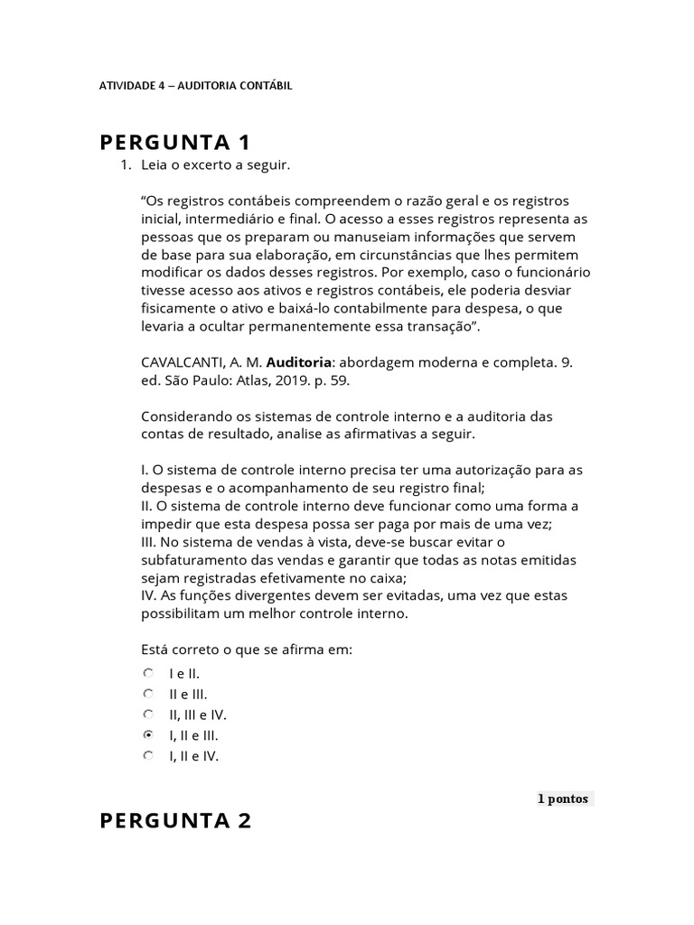 Análise de Auditoria Contábil e Controle Interno | PDF | Contabilidade ...