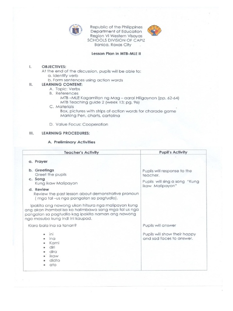Lesson Plan in MTB - MLE | PDF