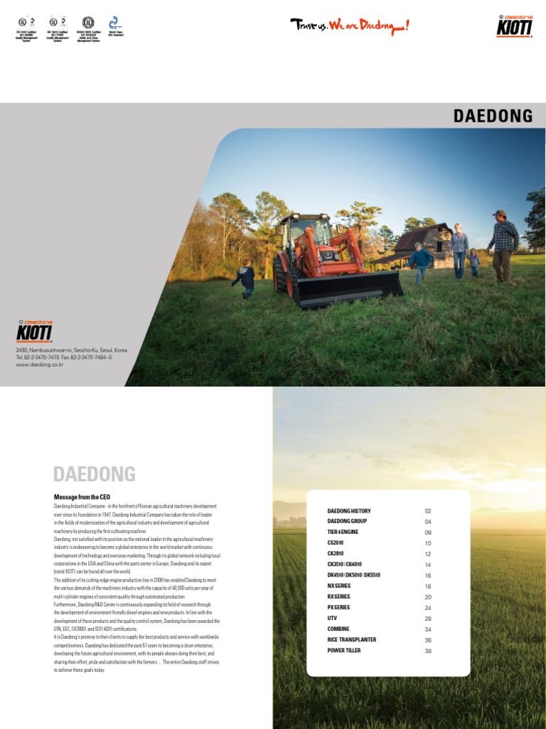 Daedong: Leader in Agricultural Machinery | PDF | Tractor | Land Vehicles