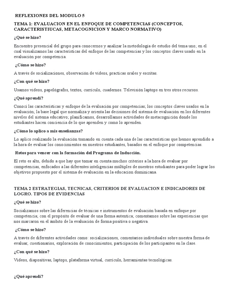 Reflexiones Del Modulo 5 | PDF