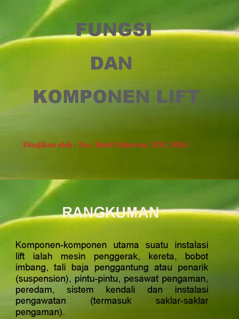 Fungsi Dan Komponen Lift Pdf