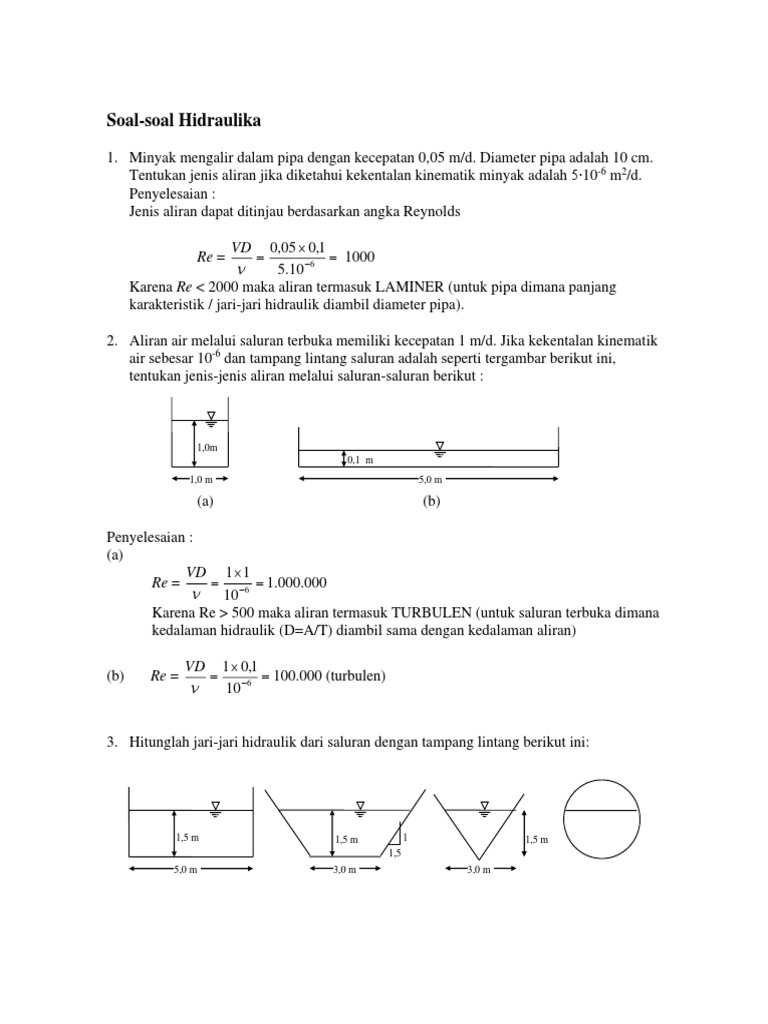 Soal Penyelesaian Hidraulika 2023 Pdf