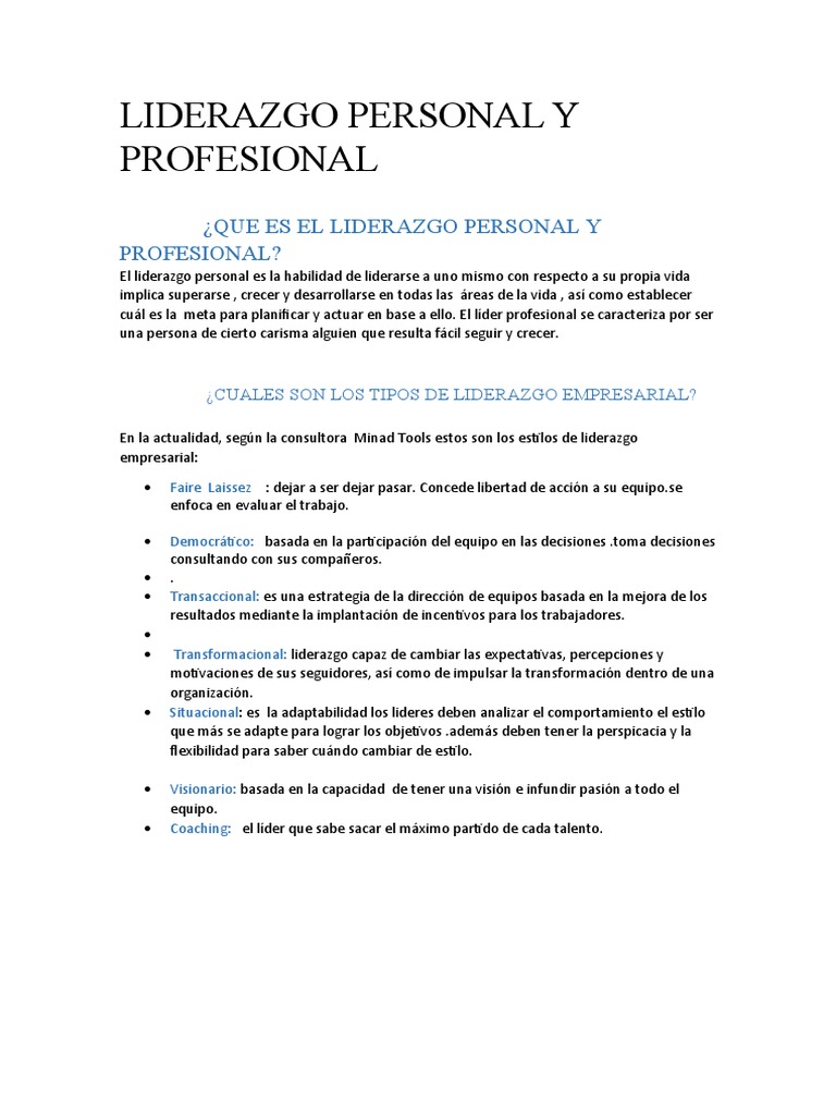 Liderazgo Personal y Profesional Ifv | PDF | Negocios | Relaciones ...