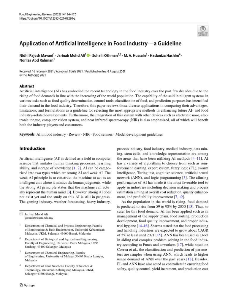Aplicación de La Inteligencia Artificial en La Industria Alimentaria ...