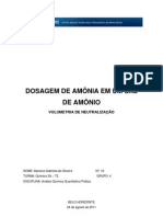 Dosagem de Amônia em Um Sal de Amônio