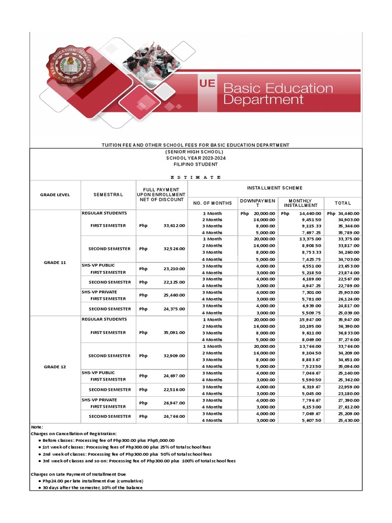 Basic Ed Manila Sy 2023 2024 Senior High | PDF | Tuition Payments ...