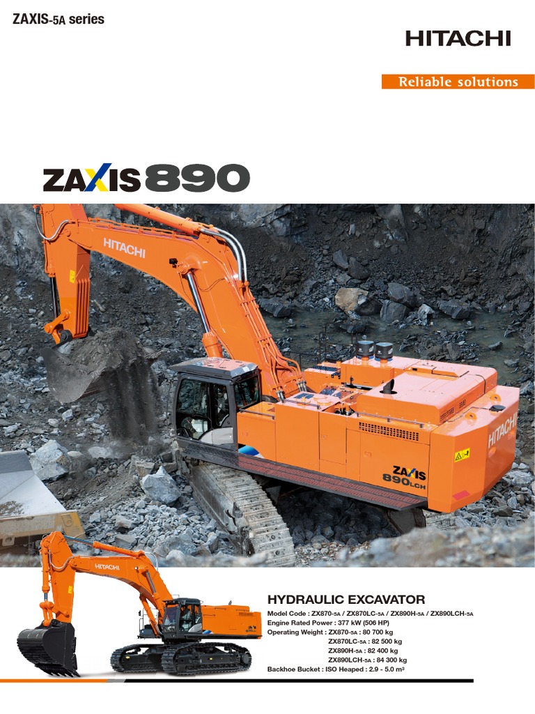 Hitachi ZX890 Excavator Specifications | PDF | Piston | Engines