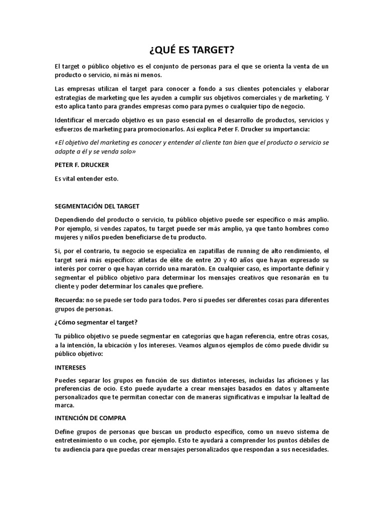 Definición y Segmentación del Target | PDF | Marketing | Producto (Negocio)