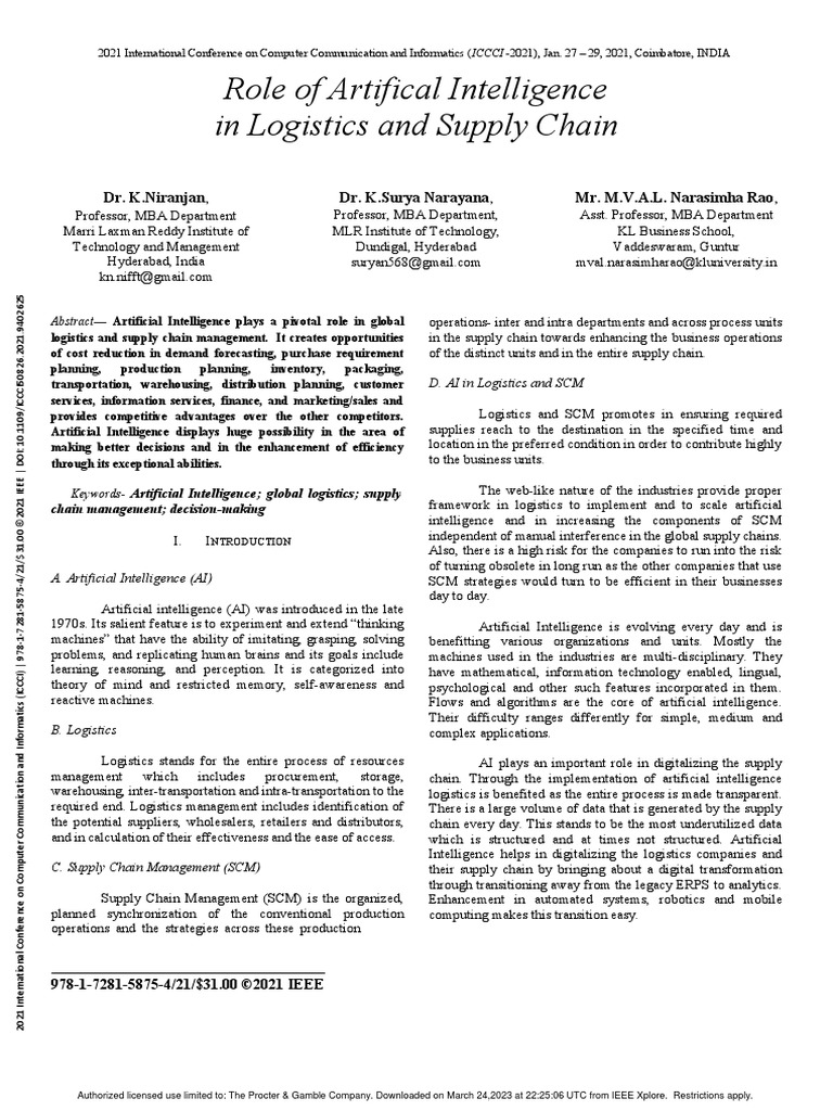 AI's Impact on Logistics & Supply Chain | PDF | Artificial Intelligence ...