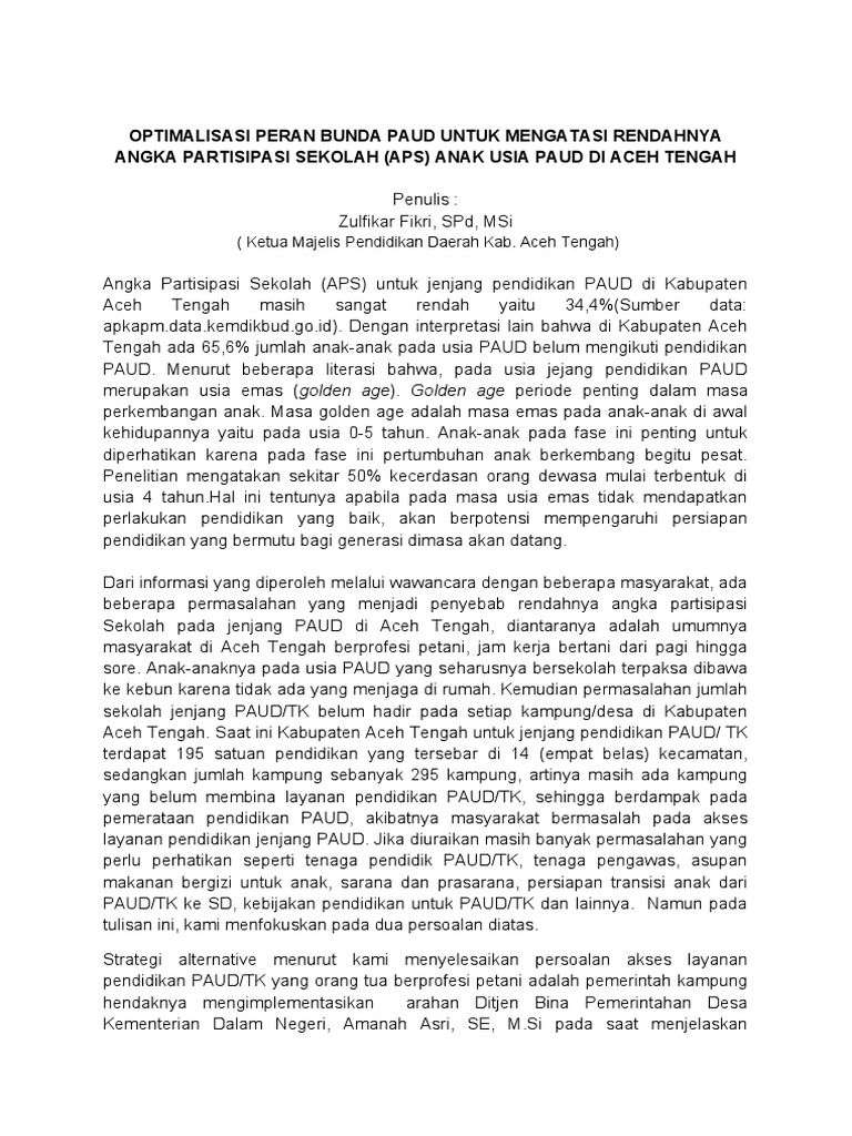 Tulisan PAUD | PDF