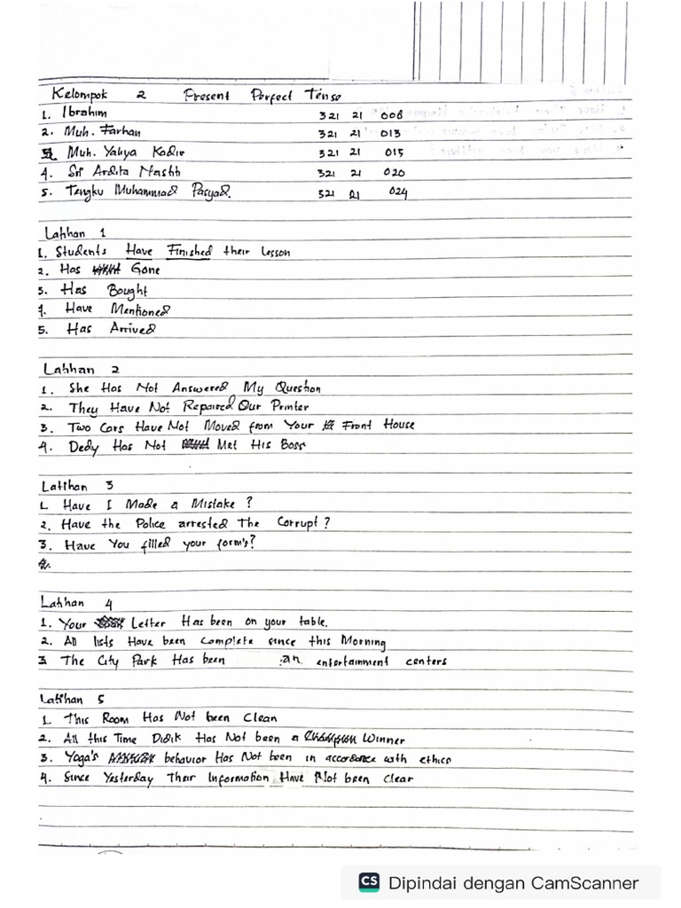 Present Perfect Tense Pdf