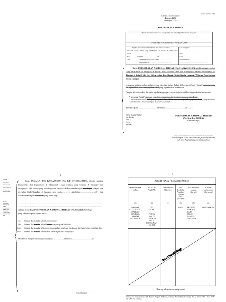 Form 16N: Discharge of Charge Guide | PDF