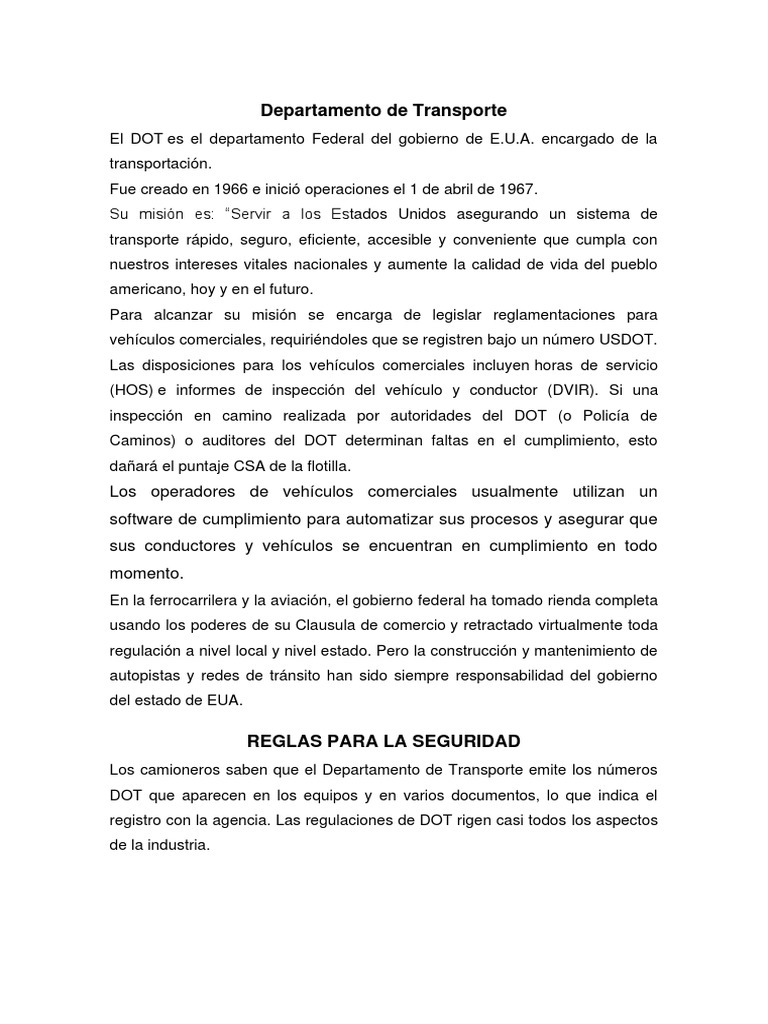 Departamento de Transporte PDF