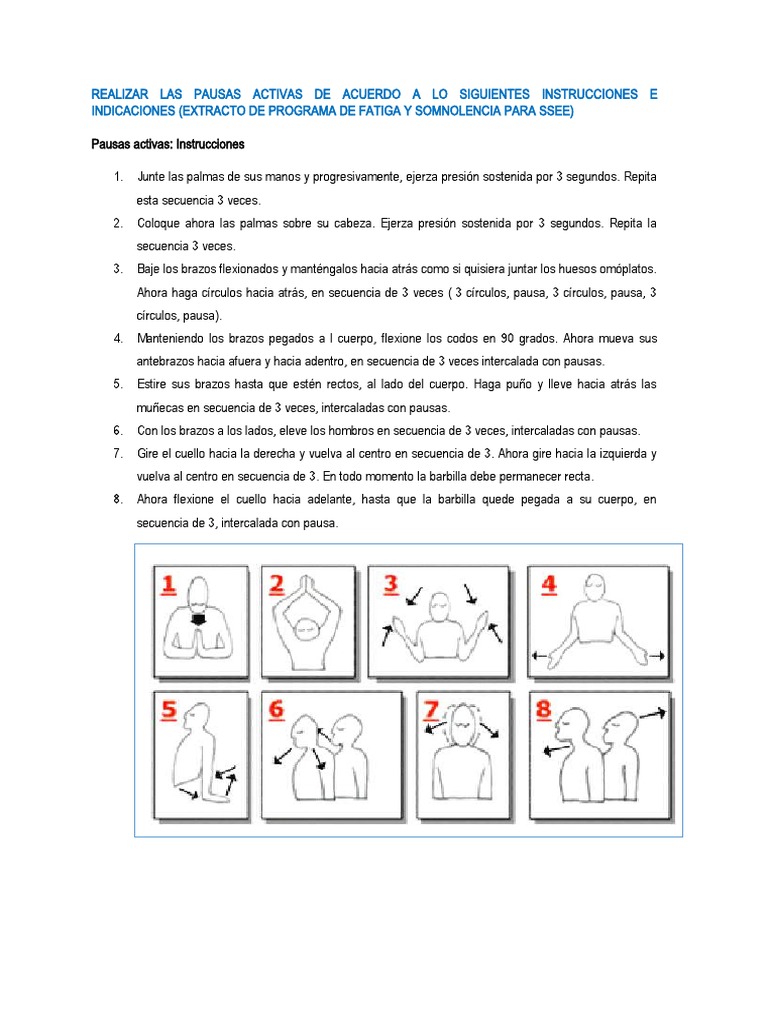 Ejercicios de Pausas Activas | PDF | Salud y bienestar
