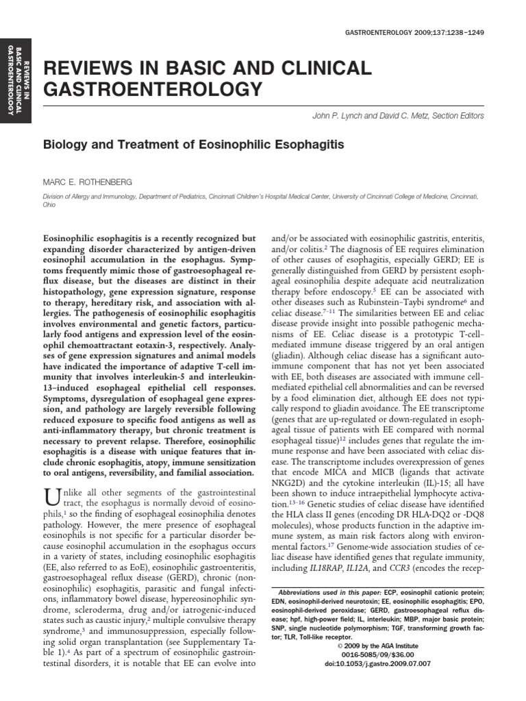 Biology and Treatment of Eosinophilic Esophagitis | PDF
