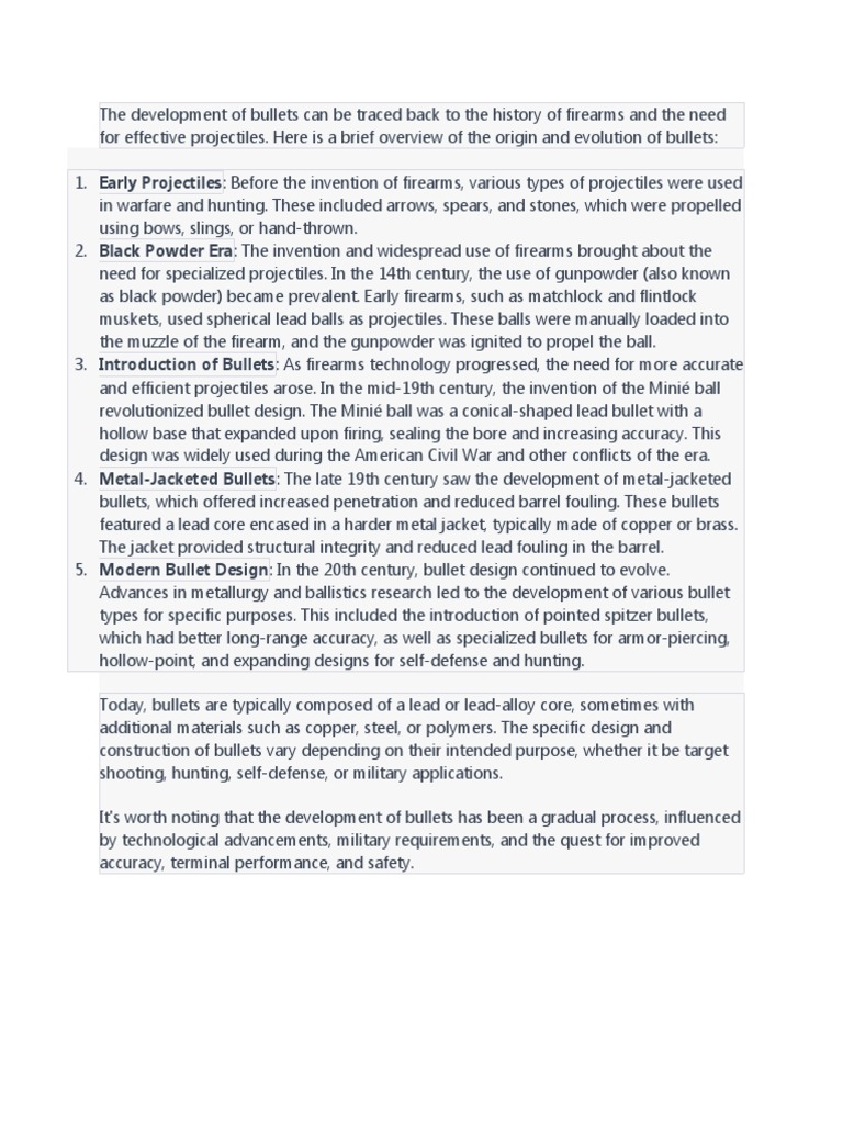 Origin of Bullets PDF Bullet Firearms