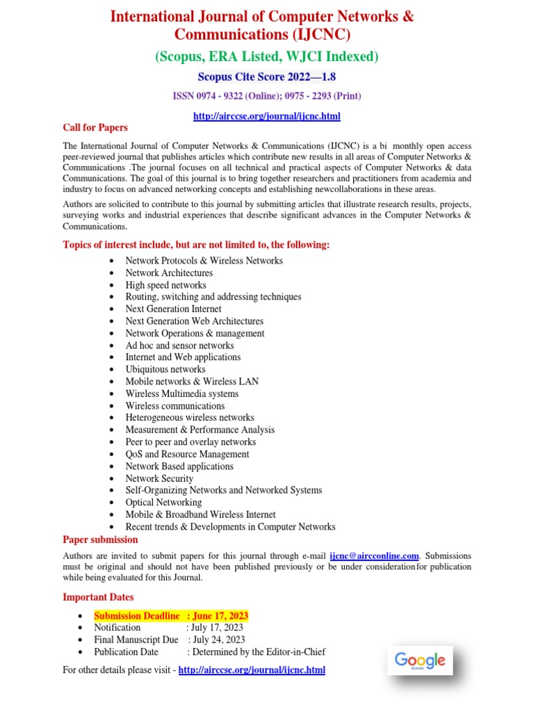 International Journal of Computer Networks & Communications (IJCNC ...