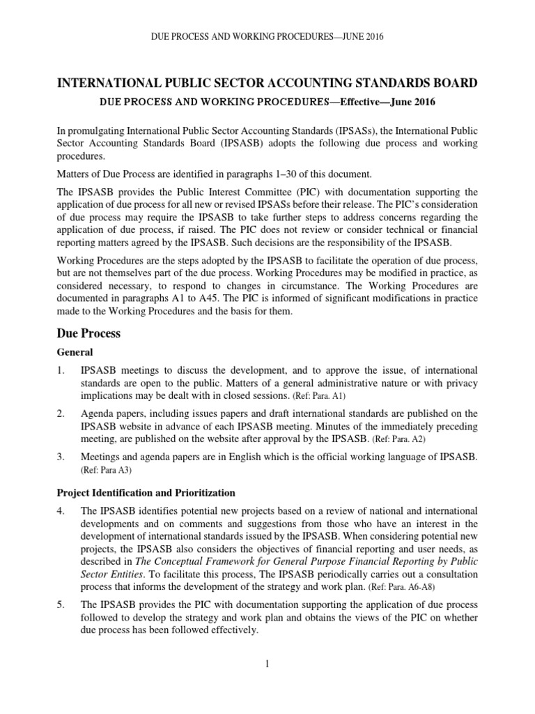 IPSASB Due Process and Working Procedures June 2016 | PDF