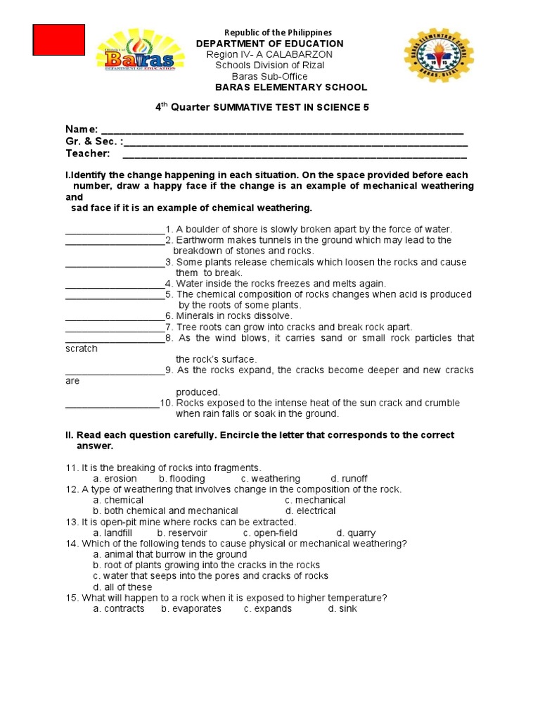 Q4 Science 5 Summative Bes Pdf Tropical Cyclones Eye Cyclone