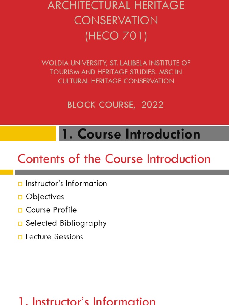 Architectural Heritage Conservation Course | PDF | Documentation