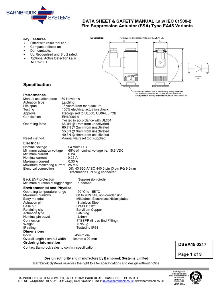 Datasheet Actuator Ea45 Sil 0617 PDF