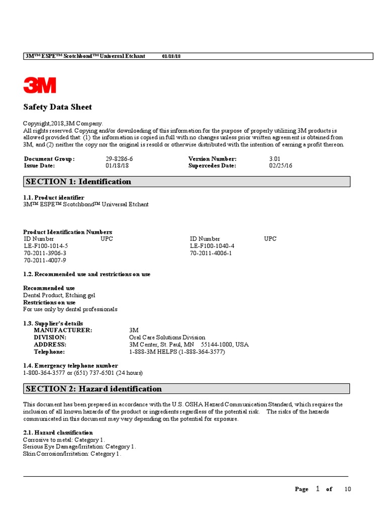 MSDS 3M Espe Scotchbond etchant PDF