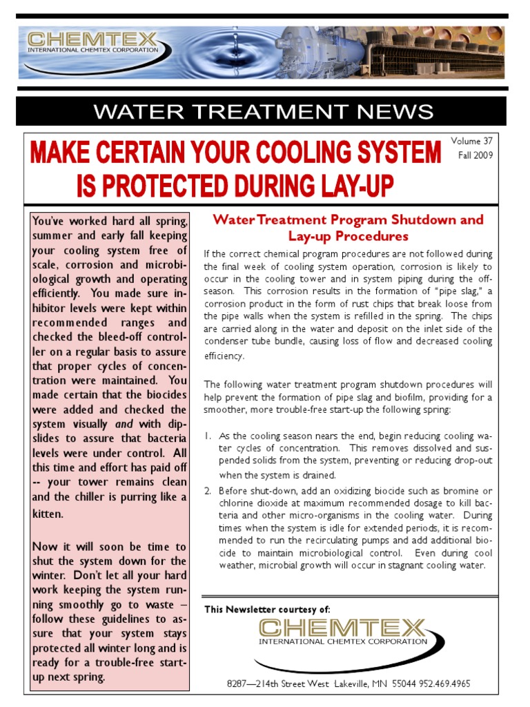 Water Treatment News 37 Make Certain Your Cooling System Is Protected