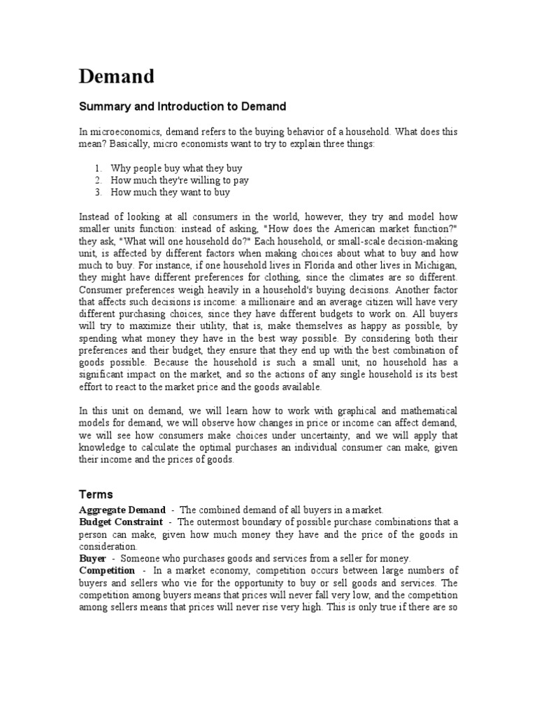 Demand Overview and Key Concepts | PDF | Demand | Demand Curve