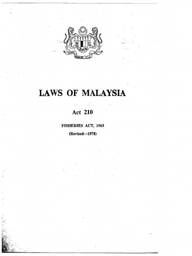 1 Fisheries Act 1963 Act 210 Bw Pdf