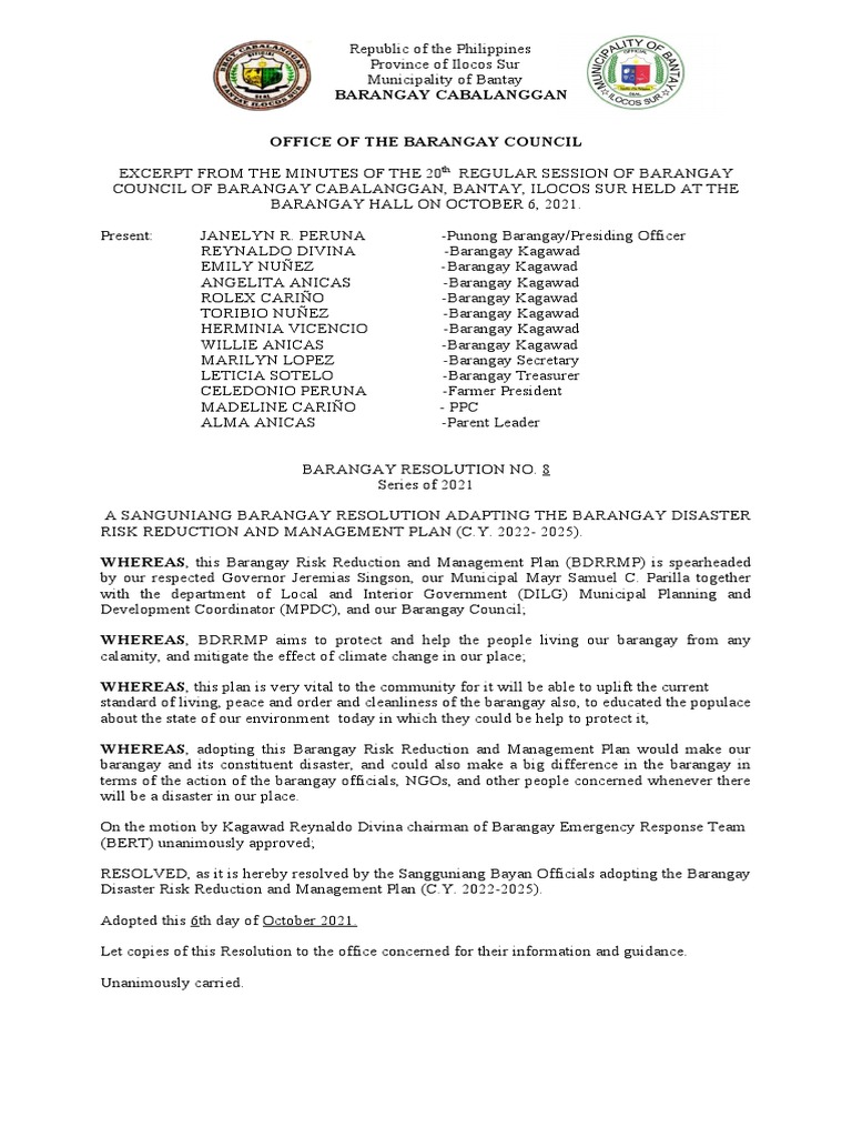 Barangay Cabalanggan BDRRM Plan 2022-2025 | PDF | Emergency Management ...