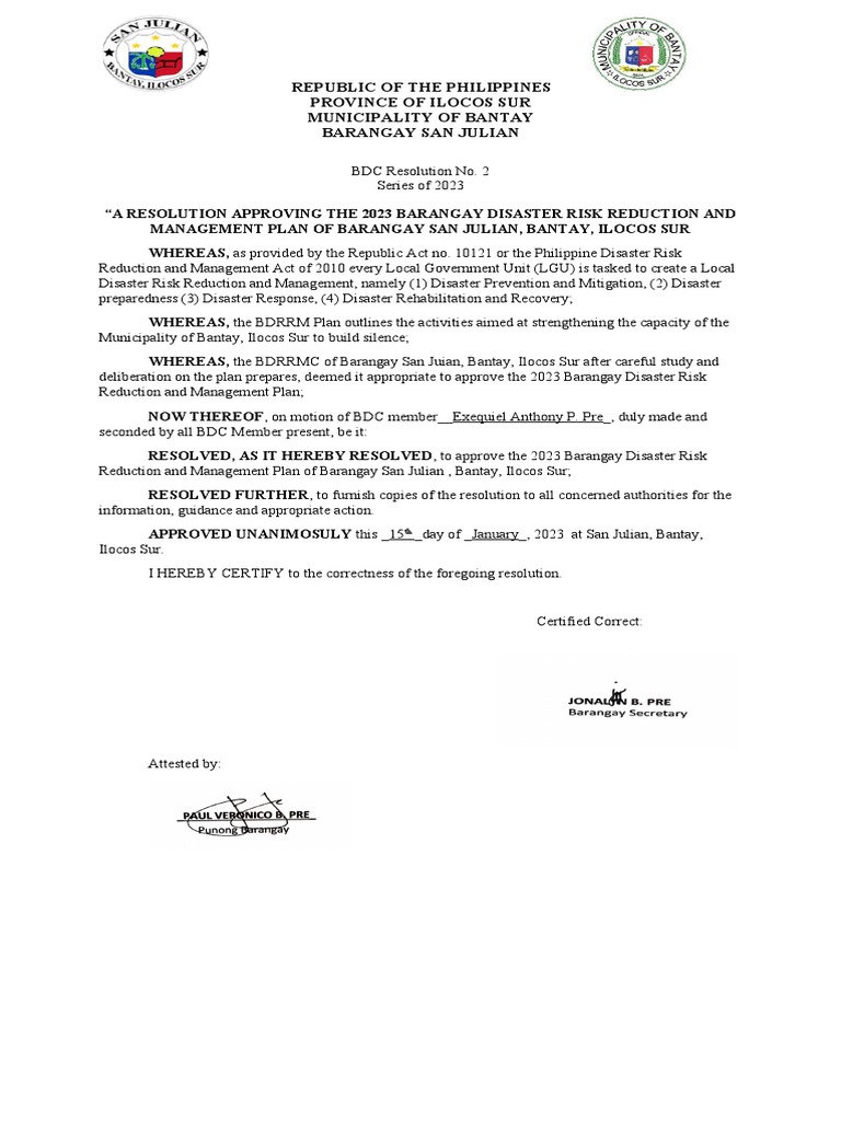 BDCResolutionBDRRMPlan (1) PDF